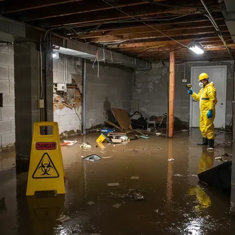 Flooded Basement Electrical Hazard in Lowell, OR Property